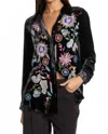 Johnny Was Pacifica Velvet Oversized Shirt In Black In Black