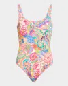 Johnny Was Paisley Floral Zip Tank One-piece Swimsuit In Multi