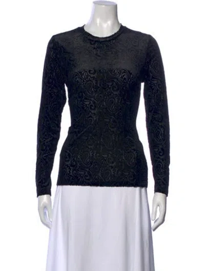 Pre-owned Johnny Was Paisley Print Crew Neck Top W/ Tags In Black