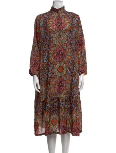 Pre-owned Johnny Was Paisley Print Long Dress In Multicolor