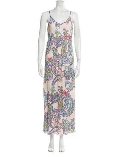 Pre-owned Johnny Was Paisley Print Long Dress In Multicolor