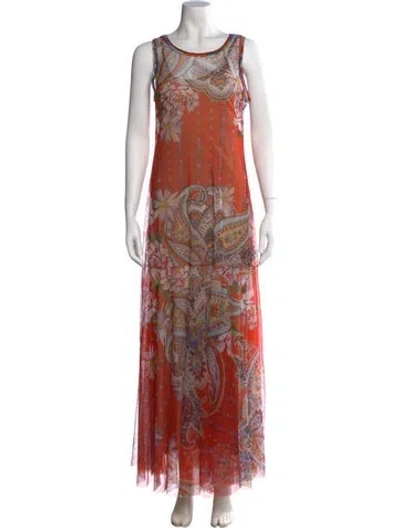 Pre-owned Johnny Was Paisley Print Long Dress In Red