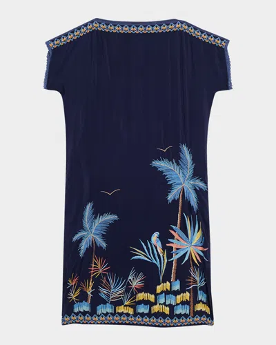 Johnny Was Palm Beach Embroidered Midi Shift Dress