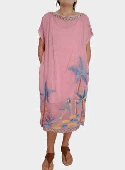Johnny Was Palm Beach Slip Dress In Salmon Rose In Pink