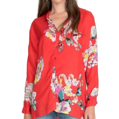 Johnny Was Passion Iris Button Down Shirt In Red