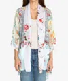 Johnny Was Pastel Floral Embroidery Kimono In Mti In White
