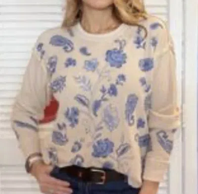 Johnny Was Patchwork Thermal Top In Cream In Pink
