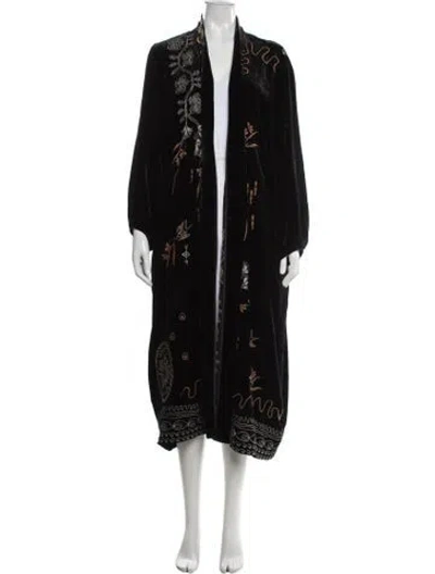 Pre-owned Johnny Was Patterned Coat In Black