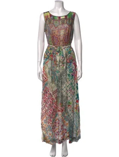 Pre-owned Johnny Was Patterned Long Dress In Multicolor