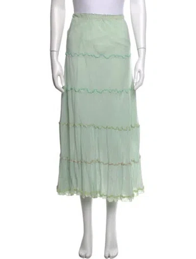 Pre-owned Johnny Was Patterned Long Skirt In Green