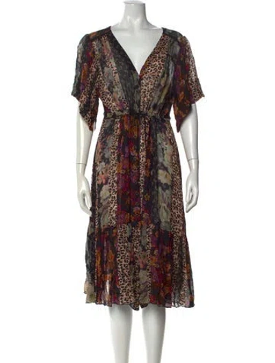 Pre-owned Johnny Was Patterned Midi Length Dress In Multi