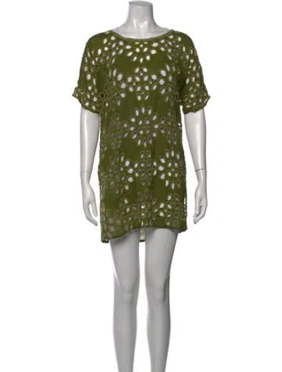 Pre-owned Johnny Was Patterned Mini Dress In Green