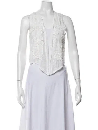 Pre-owned Johnny Was Patterned Vest In White