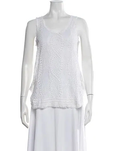 Pre-owned Johnny Was Patterned V-neck Blouse In White