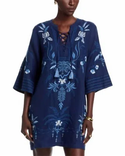 Johnny Was Paulinna Tie Front Kimono Dress In Blue Night
