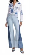 Johnny Was Peirced Straight Flare Jean In Blue In Multi