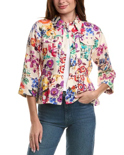 Johnny Was Peplum Linen Jacket In Multi