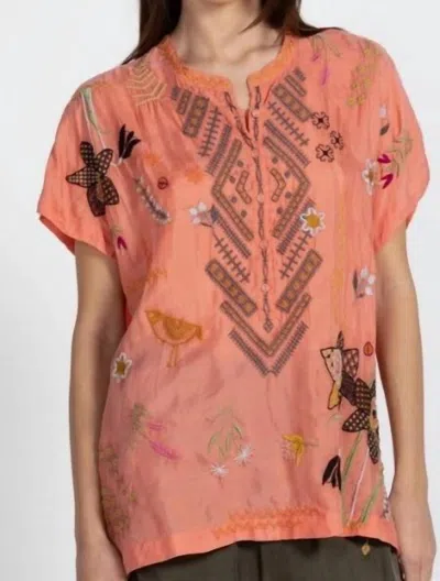 Johnny Was Perla Blouse In Peach In Orange