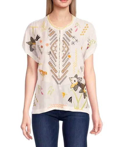 Johnny Was Perla Embroidered Blouse In Multi In Beige