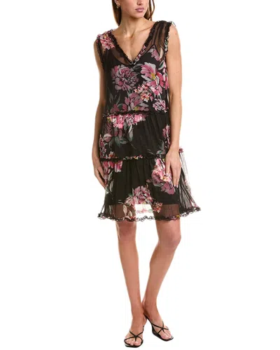 Johnny Was Perrie Ruffle Silk Mini Dress In Black