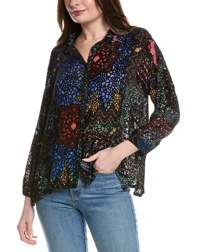Johnny Was Petite Audrey Burnout Velvet Silk-blend Tunic In Black