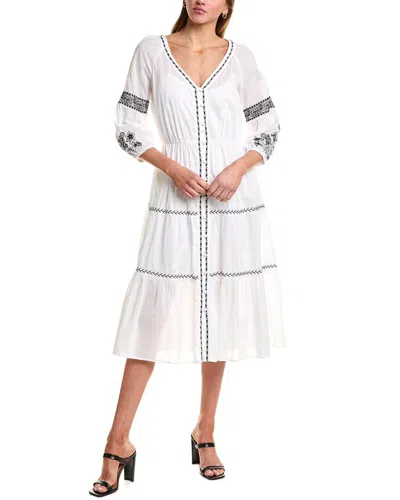Johnny Was Petite Cam Tiered Midi Dress In White