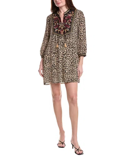 Johnny Was Petite Deidre Silk Dress In Clp-chestnut Leopard