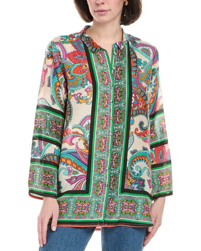 Johnny Was Petite Delia Silk Tunic In Green