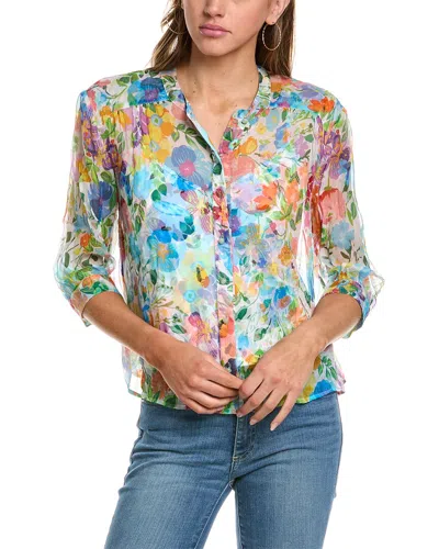 Johnny Was Petite Hunni Silk Blouse In Blue