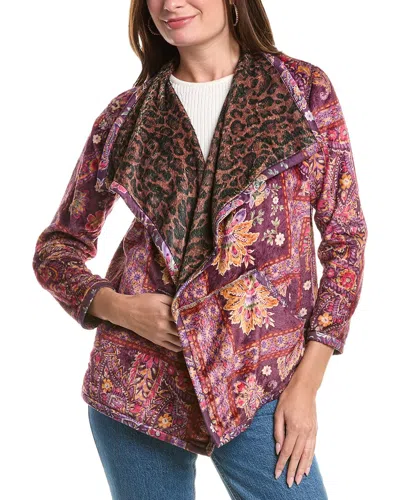 Johnny Was Petite Joan Wrap Binded Sherpa Reversible Jacket In Purple