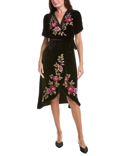 Johnny Was Petite Mehdi Velvet Silk-blend Wrap Dress In Black