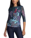 Johnny Was Petite Natalie Mesh T-shirt In Blue