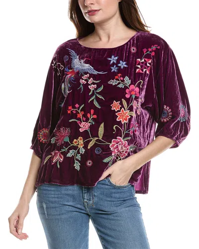 Johnny Was Petite Nikkola Velvet Silk-blend Tunic In Purple