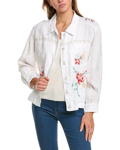 Johnny Was Petite Relaxed Linen Jacket In White