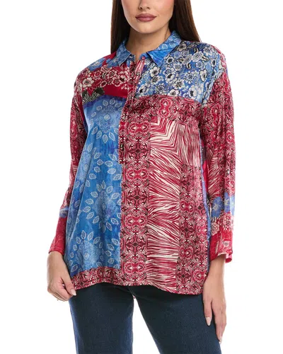 Johnny Was Petite Slim Audrey Silk Tunic In Blue