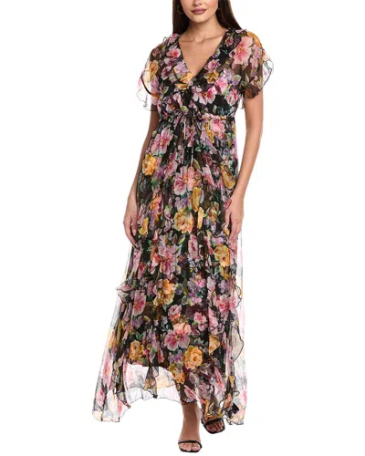 Johnny Was Petite Suri Ruffle Silk Maxi Dress In Black