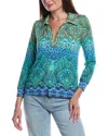 Johnny Was Petite The Janie Favorite Seamed Collar Top In Green