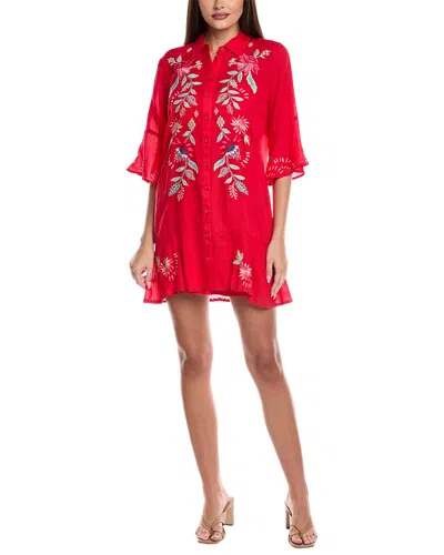 Johnny Was Petite Tiered Flounce Dress In Red