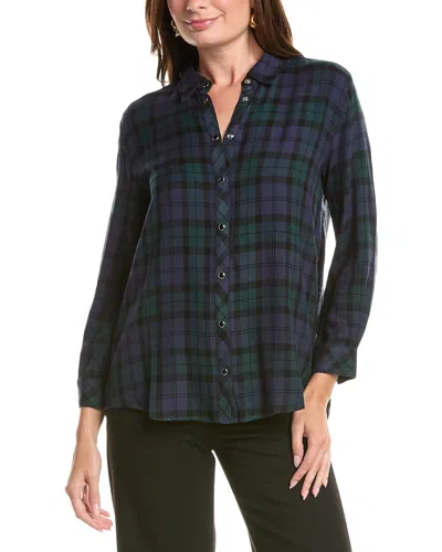 Johnny Was Petite Velvet Back Oversized Shirt In Blue