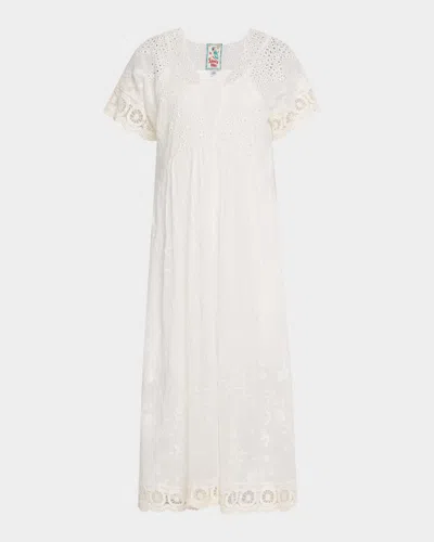 Johnny Was Pina Scalloped Eyelet Embroidered Midi Dress