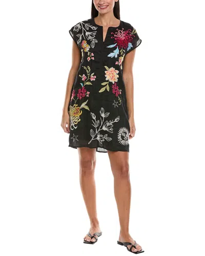 Johnny Was Womens Mini Embroidered Mini Dress In Black