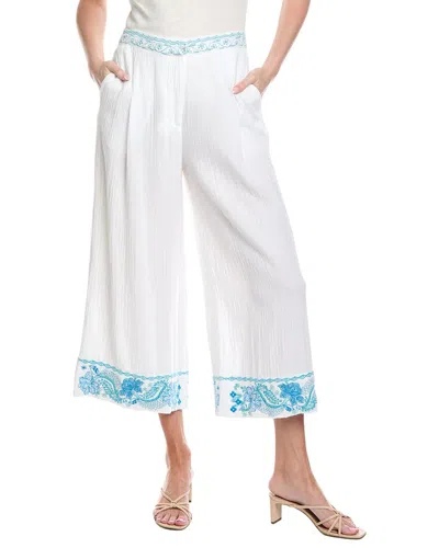 Johnny Was Pleated Gauze Culotte In White
