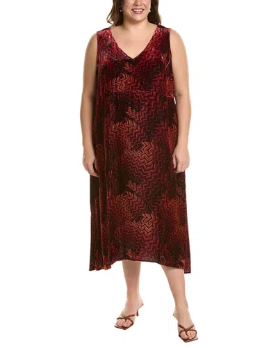 Johnny Was Plus Belle Velvet Silk-blend Tank Dress In Red