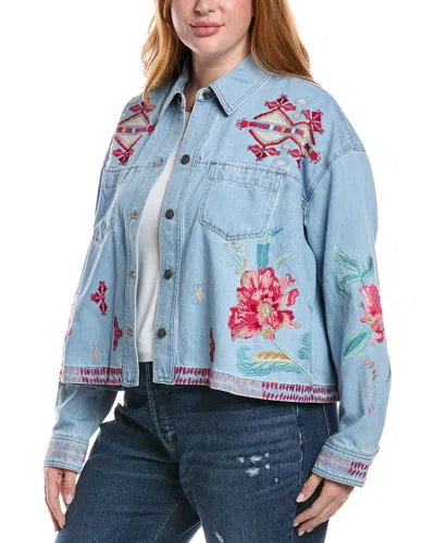 Johnny Was Plus Cropped Denim Jacket In Blue
