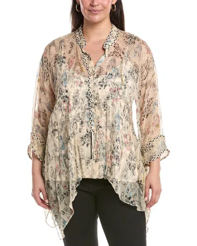 Johnny Was Plus Katia Oversized Silk Blouse In Neutral