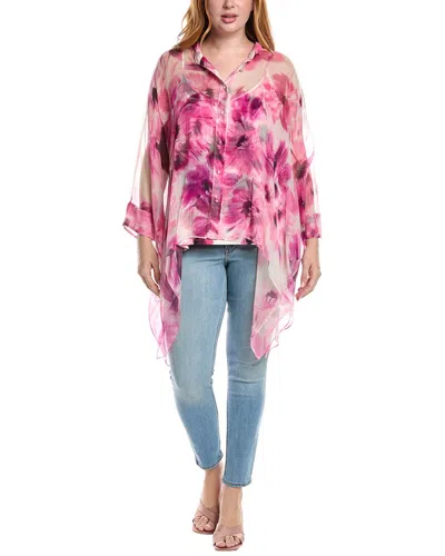 Johnny Was Plus Katia Oversized Silk Blouse In Pink