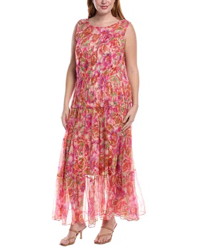 Johnny Was Logan Tiered Floral-print Chiffon Maxi Dress In Neutral