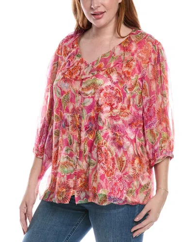 Johnny Was Plus Marcia Silk Blouse In Pink