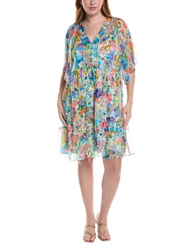 Johnny Was Plus Margareta Silk Mini Dress In Blue