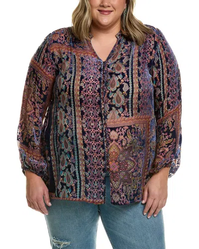 Johnny Was Plus Omo Burnout Lydia Silk-blend Blouse In Multi